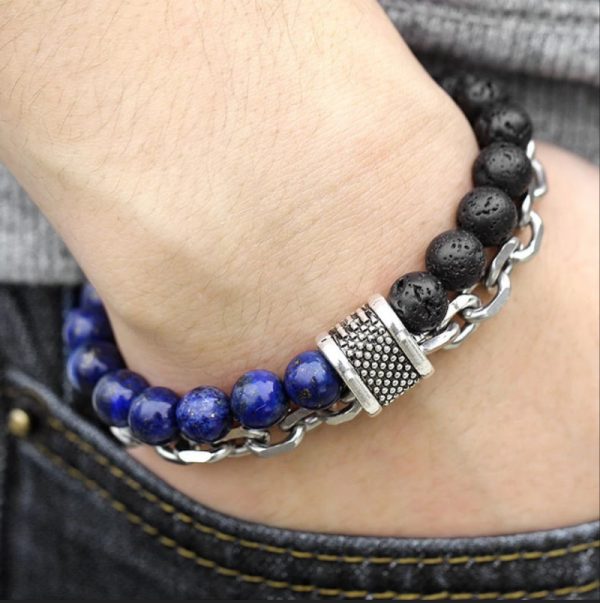 chakra bracelet for men lava lapis hand