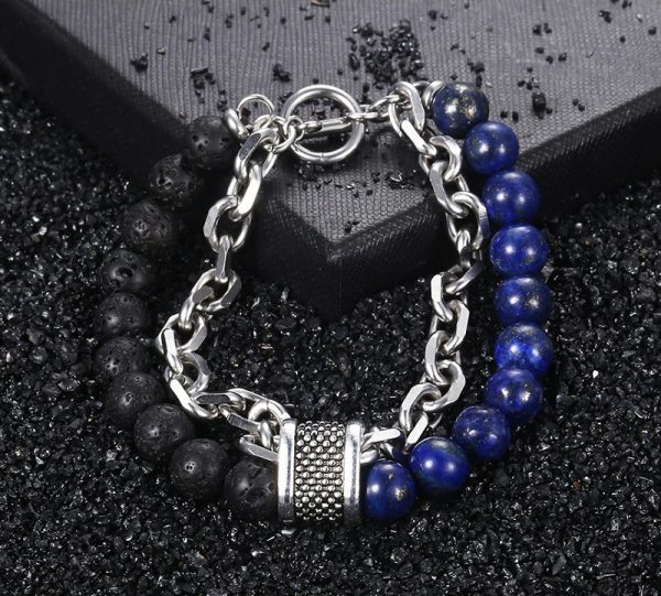 chakra bracelet for men lava lapis photo